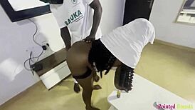 two house keepers experimenting what oga and madam use to enjoy every night in this oiled hardcore fuck