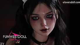 Dark Devilish Nurse Sex Doll Fucked in Halloween Hospital Costume by Patient