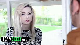 Ebony teen sucks big cock riskily