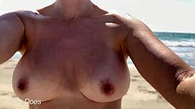 Wife Walks Around Public Beach Fully Nude