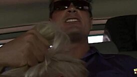 Blonde woman with big tits gets away with everything