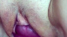 My tight pussy receives warm cumshot in close up