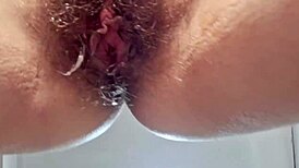Fuck my wife cum in her hairy pussy close-up