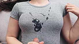 hot cumshot stains my new gray t-shirt