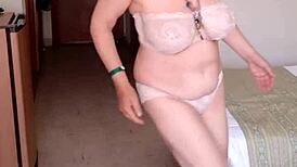 Maria Old Milf Bounces Huge Tits and Plays with Pussy