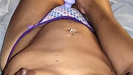 Latina housewife masturbates with vibrator then gets wet pussy fucked and creampied