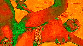 Intense fucking in cozy room with red lights