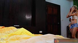 christmas amateur gets double penetration with sex doll and cum on face