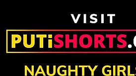 Brunette Latina Slut in Shorts Anal Fuck and Creampie