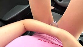 'I can't believe this risky pussy masturbating in the car public female orgasm!'