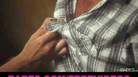 Busty brunette with perfect tits gets foreplay and doggystyle action!