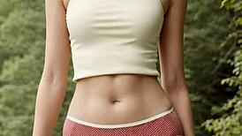 I stand in my underwear on a bridge in the woods