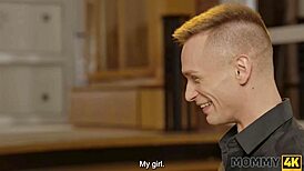 blonde european cougar seduces with thrilling words in stockings