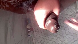 I, a horny college white coed, worship huge big black cock in shower masturbation