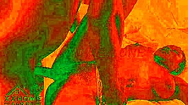 Intense fucking in cozy room with red lights