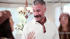 old man pops cherries for six girls at wild party 😈