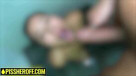 Tiny 18yo Asian Latina Drinks Hot Piss While Sucking His Big Cock