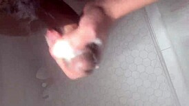 I, a horny college white coed, worship huge big black cock in shower masturbation