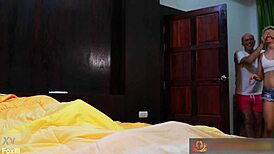 christmas amateur gets double penetration with sex doll and cum on face