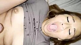 He cums on my face, then I put the semen in my vagina to get pregnant in this homemade pov creampie with curvy latina amateur.