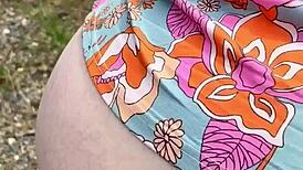 Redhead pees through her hairy pussy in this raw fetish scene.