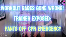 Trainer exposes pants during workout emergency