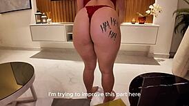 The redhead is shy during the interview. But she lets loose during the recording!