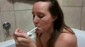 Sexy bath smoking session with the girl next door 😏