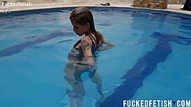 Ashlee Rose in ROMANTIC UNDERWATER Scene with Silver Dress and Slim Blonde Body