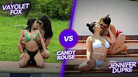 Two amateur Latinas scissor and cum hard together