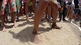 Girls dancing at lively music festival party