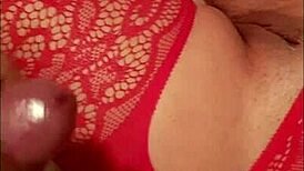 My nasty wife in sexy red lingerie with nice pussy