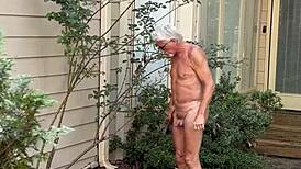 nakedman15 flashes ass in the garden for exhibitionist fun