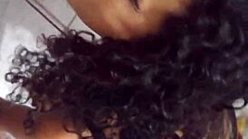 brunette beauty tempts with alluring homemade close-up flashes