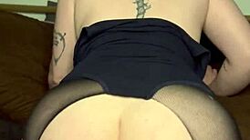 eager ftm fox boy with tattoo and glasses bounces on your lap in close-up view