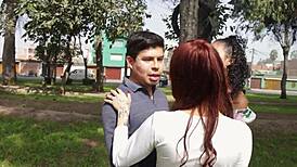 Why do two horny friends and a lucky guy have lesbian trio?