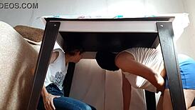 We Hide Under The Table From Our Stepparents To Masturbate, Lesbian Illusion Girls