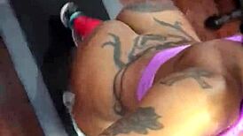 Black Ebony Cherokee Flaunts Big Ass in Workout on Treadmill