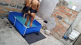 Athletic Indian And Plump Latina Women Enjoy Poolside Vacation In The Sun