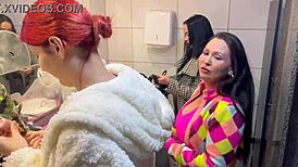 Milf Gets Assfucked and Anal Creampied in Brazilian Bar with Panties Hanging