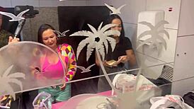 Milf Gets Assfucked and Anal Creampied in Brazilian Bar with Panties Hanging