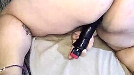 Thick chubby latina plays with huge toy