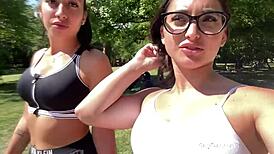 Two Italian TikTokers get slutty in the park with Sara Diamante