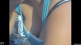 Hidden Cam Catches Downblouse Tease Action!