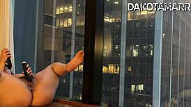 Watch dakota marr squirt with butt plug vibrator and dildo in nyc skyscraper