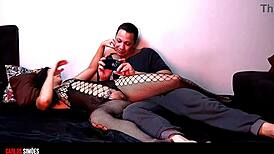 Morena in sexy lingerie gets licked and fucked by her tattooed boyfriend in homemade amateur video