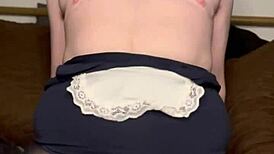 eager ftm fox boy with tattoo and glasses bounces on your lap in close-up view