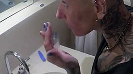watch vilja transform into a hairless fucktoy by shaving head and pussy