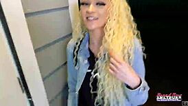 Skinny blonde cutie sassy enjoys sucking a big hard cock and gets jizzed