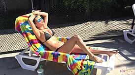 Tired from the trip the adorable brunette relaxes with her roomie craving her pussy